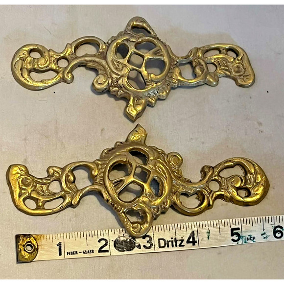 Other - Vintage Cast Brass Decorative Ormalu Escutcheon, Ornate Open Work
